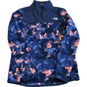 The‎ North Face Womens Sweatshirt Fleece Pattern Orange S Pullover Quarter Zip